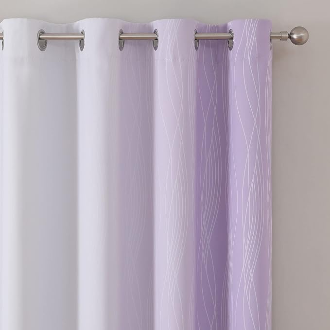 Estelar Textiler Lilac and Greyish White Blackout Curtains 63 Inch Length 2 - Image 4