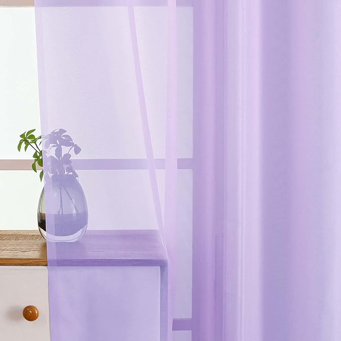 Window Sheer Curtains 45 Inches Length, Voile Short Curtains - Image 5