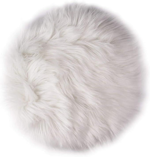 12 Inches Mini Round Faux Fur Sheepskin Rugs, Fluffy Living Room Carpet Mini by JIAKAI