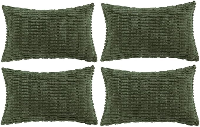 Fancy Homi 4 Packs Boho Olive Green Decorative Throw Pillow Covers 16x24 Inch by Fancy+Homi