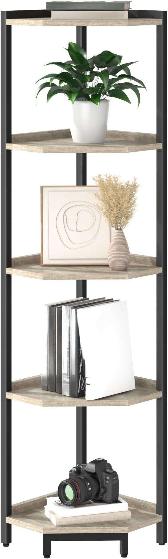 Hzuaneri Corner Shelf Stand, Corner Bookshelf, Storage Standing Shelf Unit - Image 8