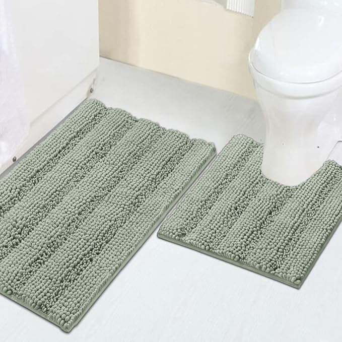 Turquoize Chenille Bathroom Rugs Set Non-Slip Bath Mats by Turquoize