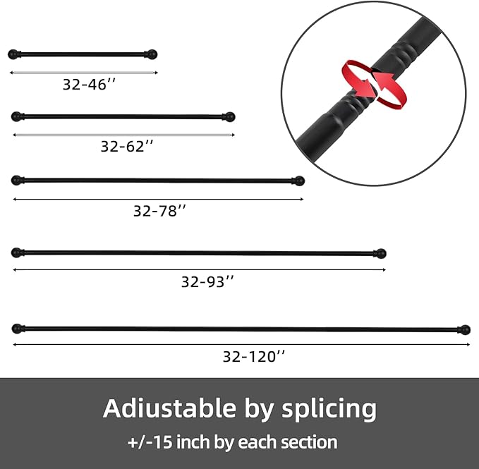 GXOACKJ Curtain Rods for windows 48 to 84-93 inch, 5/8 inch Decorative Matte - Image 6