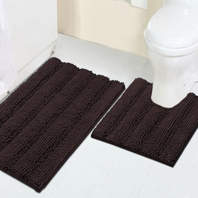 Turquoize Chenille Bathroom Rugs Set Non-Slip Bath Mats by Turquoize
