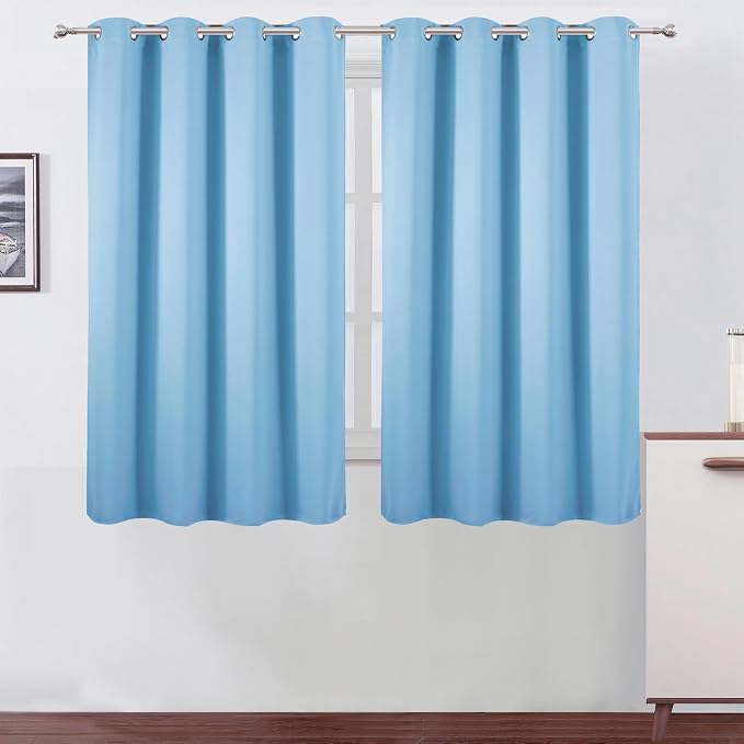 LEMOMO Blackout Curtains 66 x 54 Inch Long Sky Blue Curtains Set of 2 Panels by Lemomo