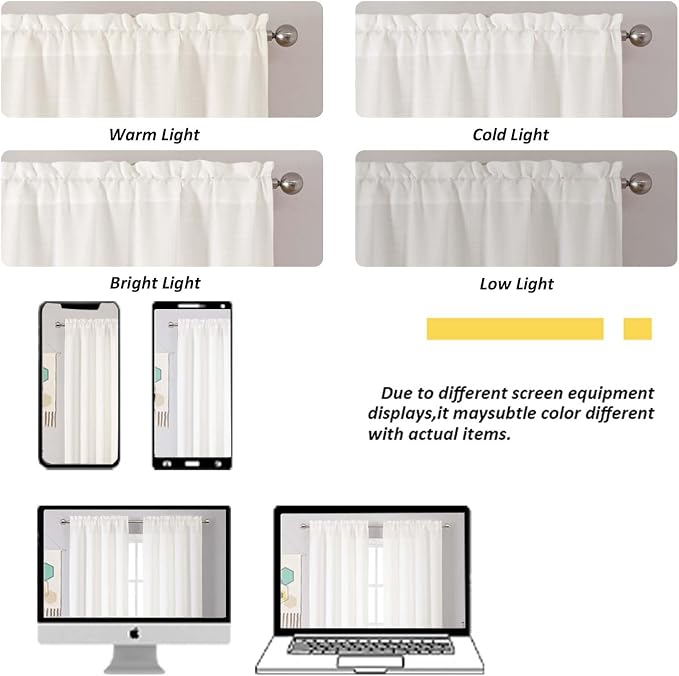 Chyhomenyc Light Filtering Curtains 84 Inch Length 2 Panels, Faux Linen - Image 5