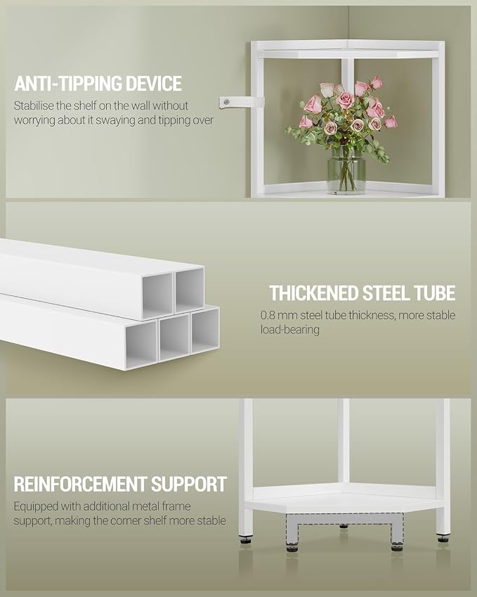 Hzuaneri Corner Shelf Stand, Corner Bookshelf, Storage Standing Shelf Unit - Image 3