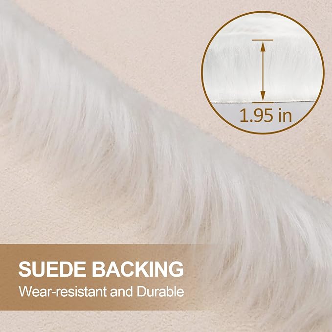 Sheepskin Faux Fur Rug 4x6 White Fur Rug - Image 6