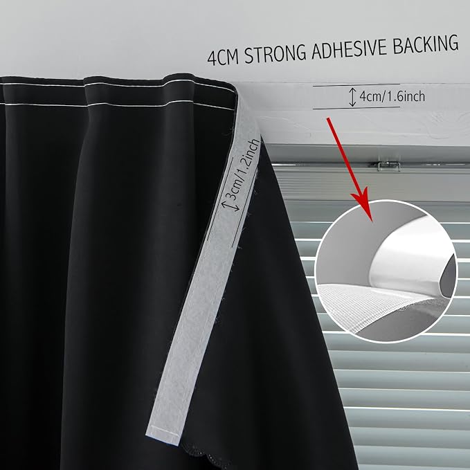 Adhesive Blackout Curtains- Self Stick Curtain No Rod Needed Easy to Hang - Image 8