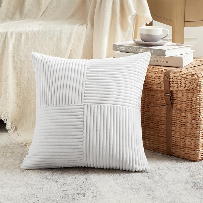 Fancy Homi 2 Packs Pure White Decorative Throw Pillow Covers 20x20 Inch - Image 2