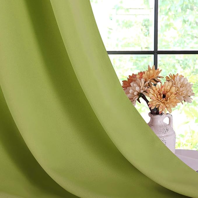 NICETOWN Room Darkening Draperies Window Curtain Panels, Fresh Green, 2 Panels - Image 4