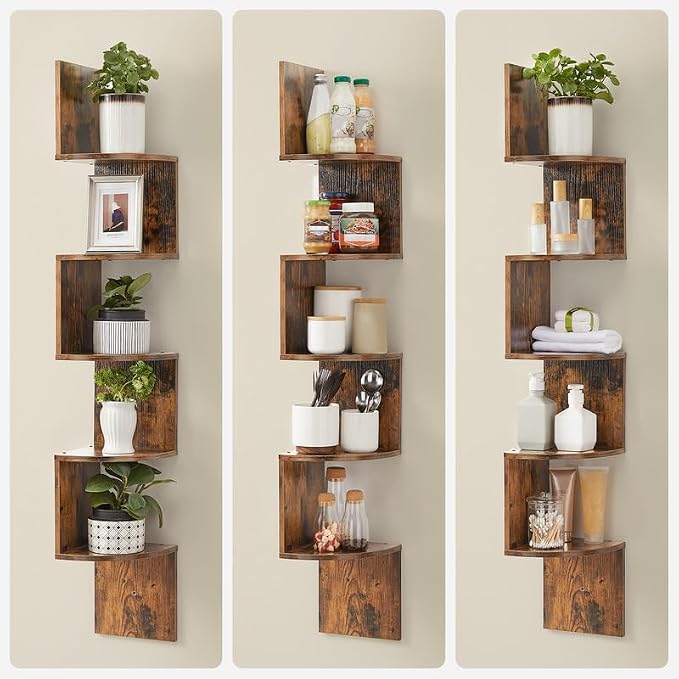VASAGLE Corner Shelf Wall Mount, 5-Tier Floating Corner Bookshelf, Plant Shelf - Image 7