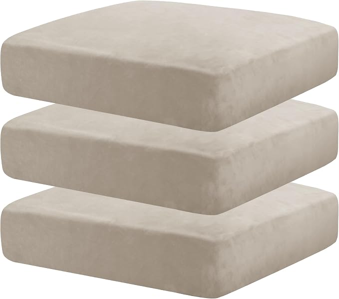 MAXIJIN Velvet Stretch Cushion Covers Fitted Couch Cushion Slipcovers Sofa Seat by MAXIJIN