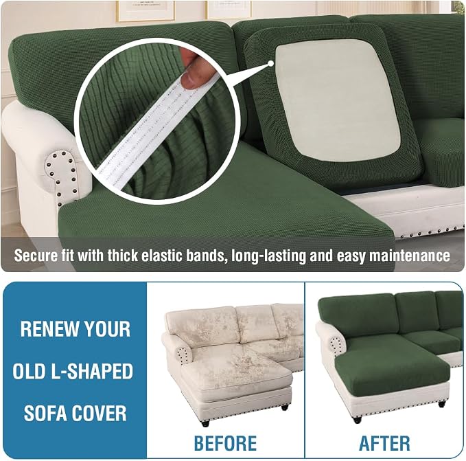 H.VERSAILTEX Sectional Couch Covers 8 Pieces Stretch Sofa Cover - Image 6