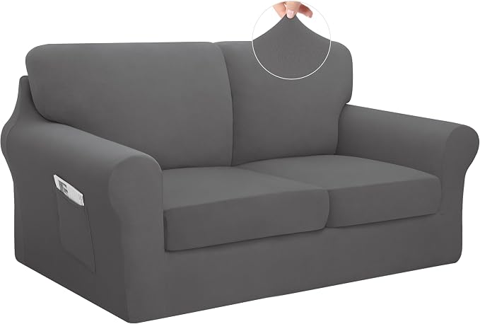 Easy-Going 5 Pieces Stretch Loveseat Cover Washable Loveseat Slipcover Set by Easy-Going
