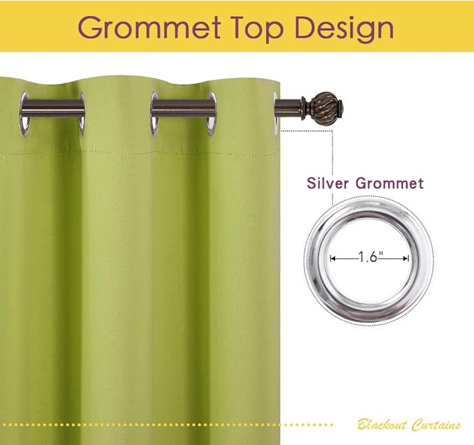 NICETOWN Room Darkening Draperies Window Curtain Panels, Fresh Green, 2 Panels - Image 2