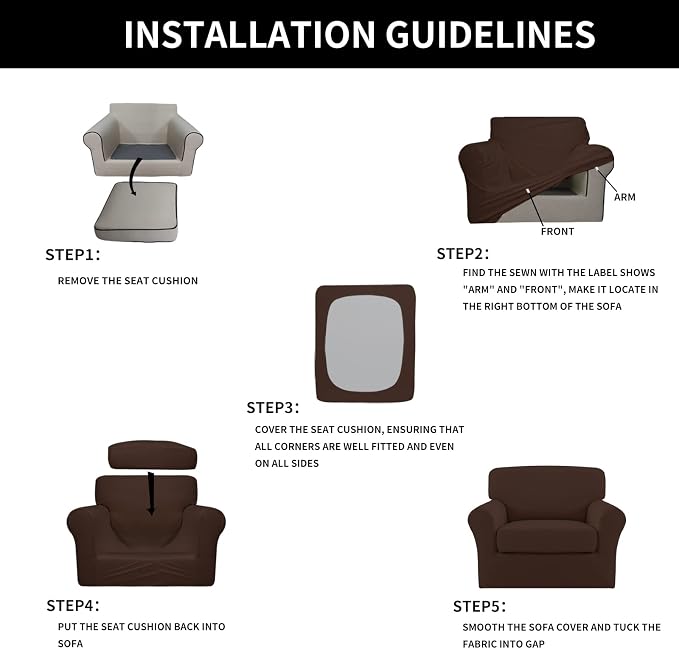 Easy-Going 2 Pieces Microfiber Stretch Chair Slipcover – Spandex Soft Fitted - Image 6