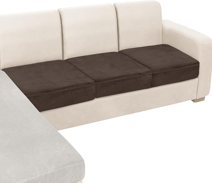 NAISI Couch Cushion Covers 3 Pieces Velvet Stretch Sofa Seat Covers or Backrest by NAISI