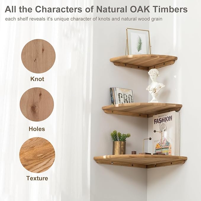 Corner Shelves, Floating Corner Shelf, Round End Wall Mount Display Shelf - Image 4