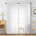 White Sheer Curtains for Bedroom 84 Inches Long 2 Panels Set, Light Filtering by Home