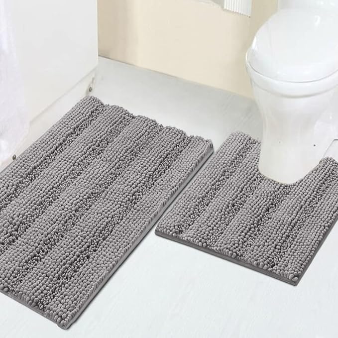 Turquoize Chenille Bathroom Rugs Set Non-Slip Bath Mats by Turquoize