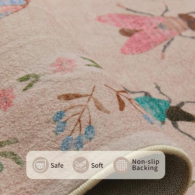 5x7 Pink Washable Area Rugs for Bedroom, Girls Room, Nursery Room, Living Room - Image 5
