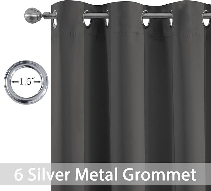 Yakamok Blackout Grey Curtains for Bedroom/Living Room Thermal Insulated - Image 2