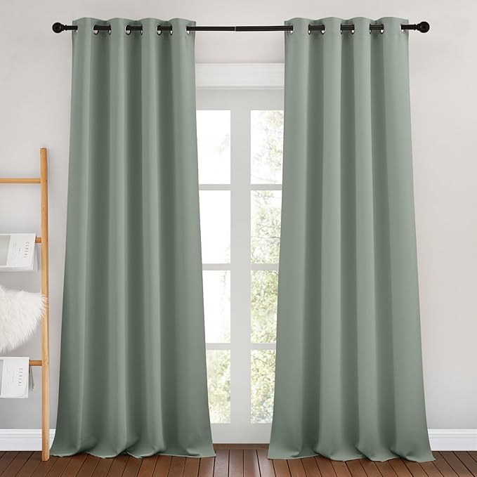 NICETOWN Sage Green Room Darkening 102 inch Curtains, Grommet Thermal Curtains by NICETOWN