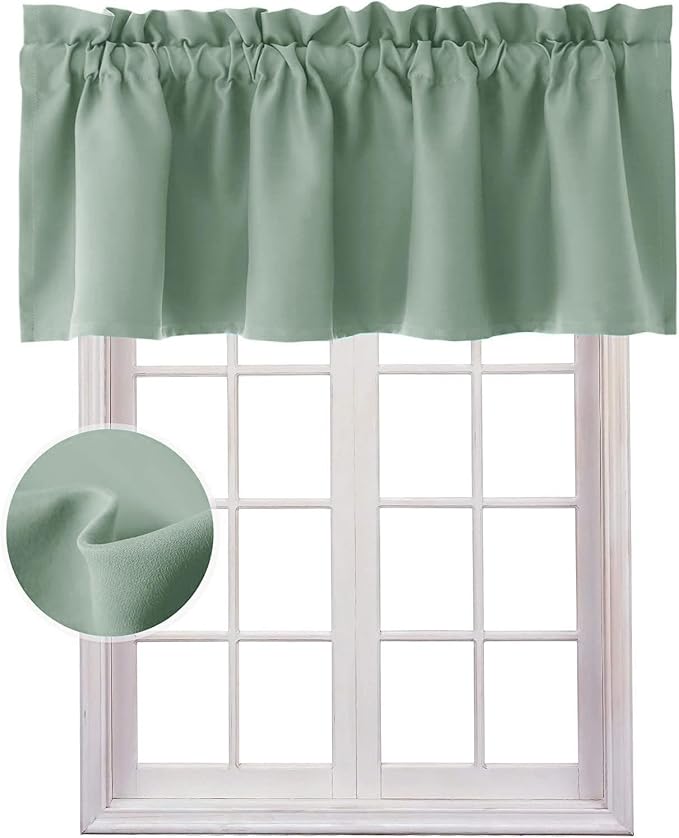 Hiasan Valance Curtains for Kitchen Blackout Thermal Insulated Solid Window by Hiasan