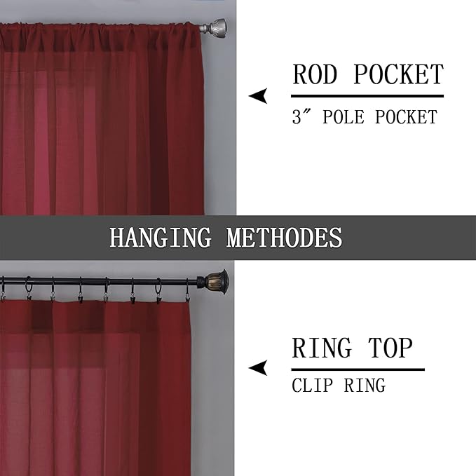 Tollpiz Short Sheer Curtains Linen Textured Living Room Curtain Sheers Light - Image 5