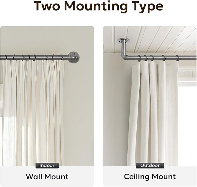 Zeerobee Curtain Rods for Windows 120 to 240, 1 Inch Industrial Wrap Around - Image 5