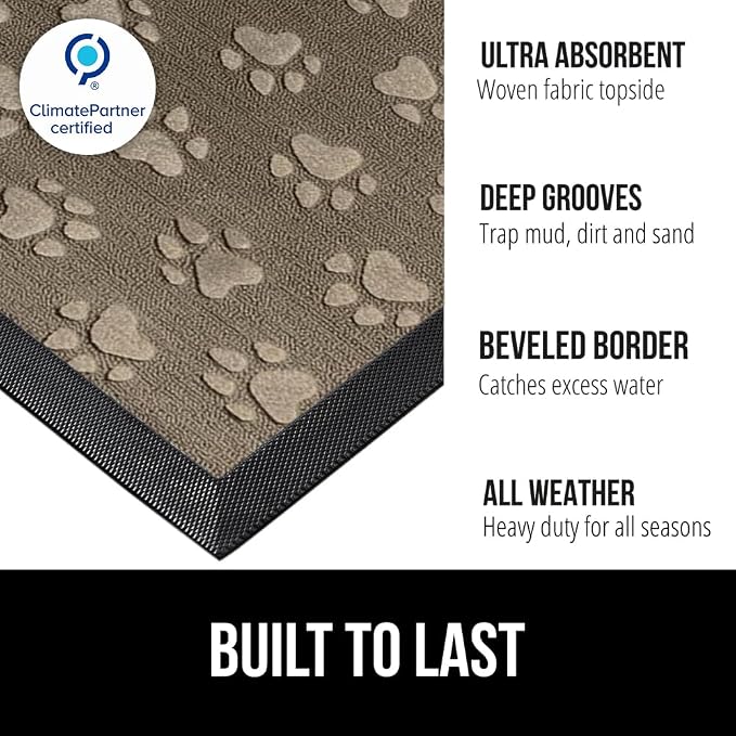 GORILLA GRIP 100% Waterproof All-Season WeatherMAX Doormat, US Designed Natural - Image 2