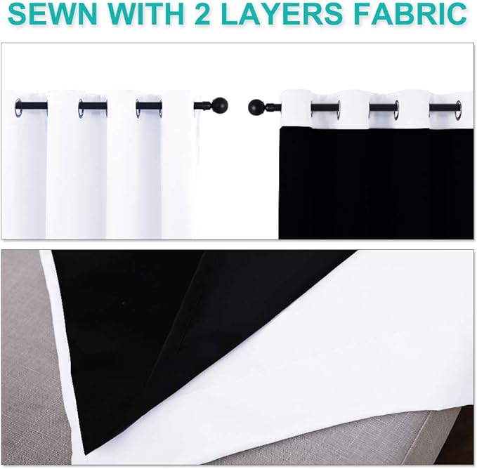 NICETOWN Full Shading Curtains 90 inches Long 2 Panels Set - Image 5
