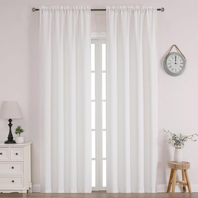 Chyhomenyc Bennet Natural Curtains 96 Inch Length 2 Panels, Faux Linen Textured by Chyhomenyc
