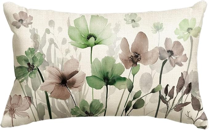 AVOIN colorlife Poppy Flowers Chinoiserie Spring Throw Pillow Cover, 12 x 20 by AVOINcolorlife