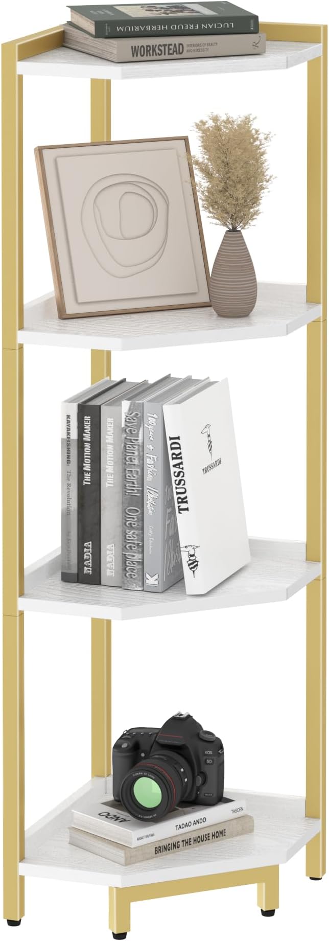 Hzuaneri Corner Shelf Stand, Corner Bookshelf, Storage Standing Shelf Unit - Image 7