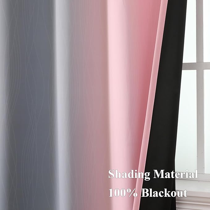 Estelar Textiler Pink and Grey Ombre Blackout Curtains 102 Inches Long - Image 5
