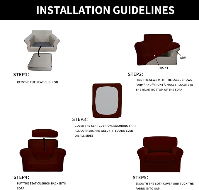 Easy-Going 2 Pieces Microfiber Stretch Chair Slipcover – Spandex Soft Fitted - Image 6