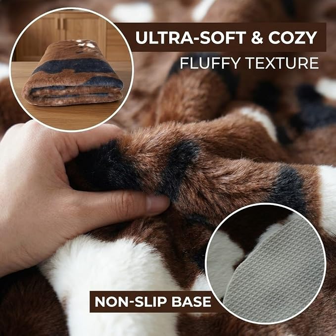 MustMat Faux Cowhide Rug 4'7''×5'3'' Cute and Soft Animal Print Area Rug - Image 4