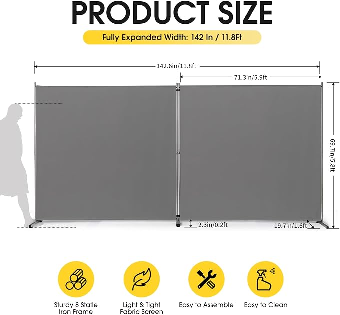 Rantila Indoor Room Divider, Portable Office Divider, Room Divider Wall Screen - Image 2