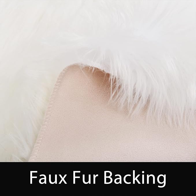 Latepis 12x12 Area Rugs for Bedroom White Faux Fur Rug Washable Super Fluffy - Image 4