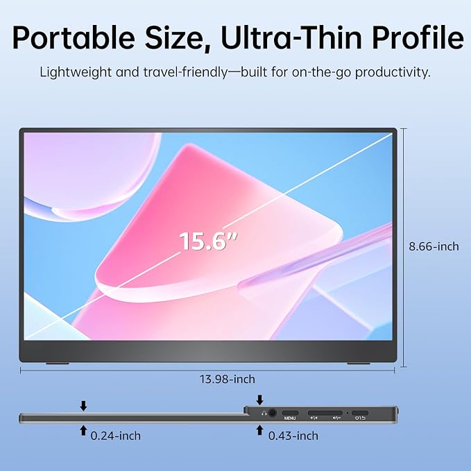 VisionOwl Portable Monitor 15.6 Inch 1080P FHD 85% sRGB Second Screen, USB-C - Image 8