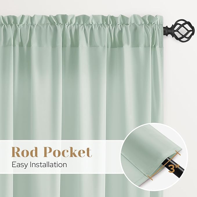 HOMEIDEAS Non-See-Through Sage Green Privacy Sheer Curtains, 30 X 36 Inches - Image 5