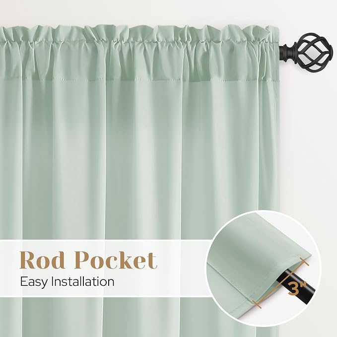 HOMEIDEAS Non-See-Through Sage Green Privacy Sheer Curtains, 52 X 96 Inches - Image 5