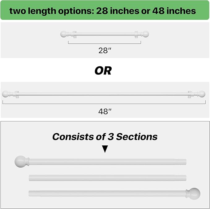 Curtain Rods for Windows 28-48 inch, 2 Pack White Curtain Rod - Image 4