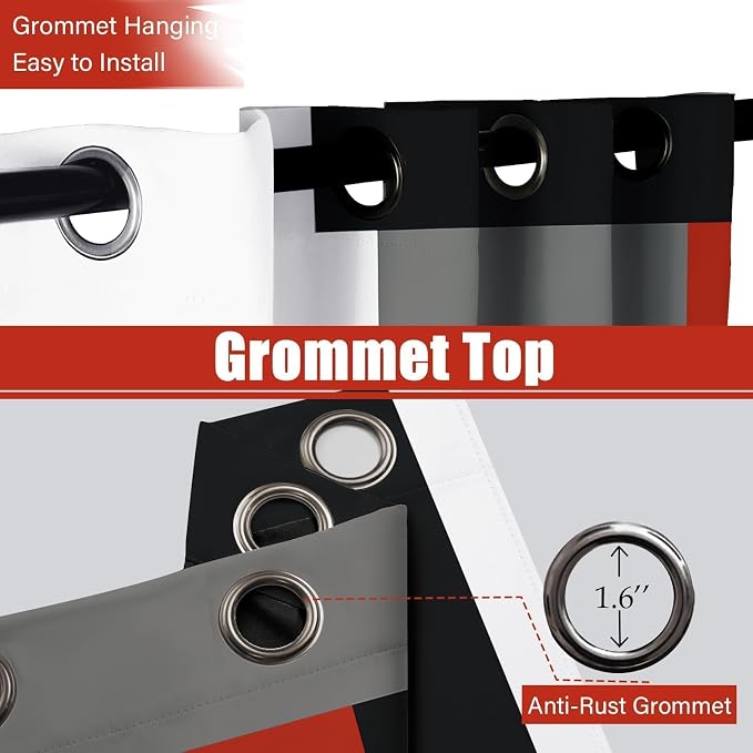 Tyrot Red Black 100% Blackout Curtains - Image 7