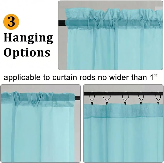 Gwine Sheer Curtains for Living Room 45 inch Length - Image 2
