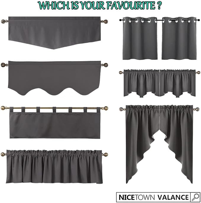 NICETOWN Burgundy Red Blackout Valances, Thermal Insulated Elegant W52 x L18 - Image 7