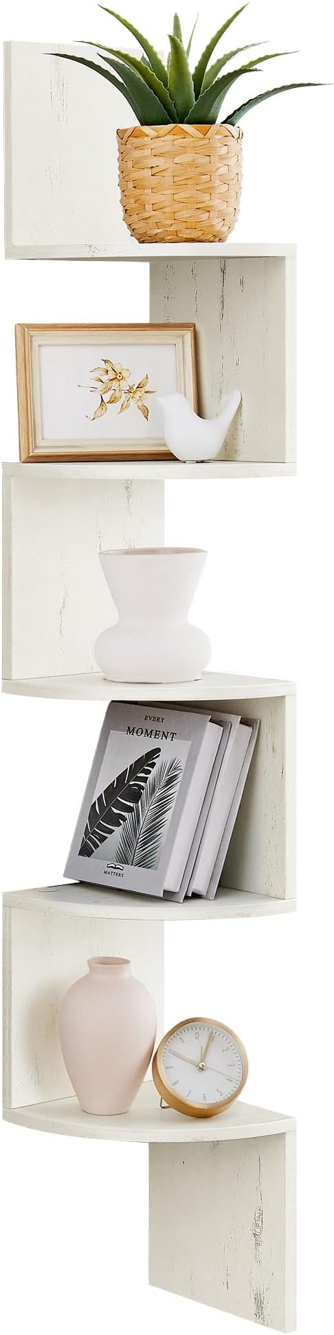 VASAGLE Corner Shelf Wall Mount, 5-Tier Floating Corner Bookshelf, Plant Shelf by VASAGLEbySONGMICSHOME