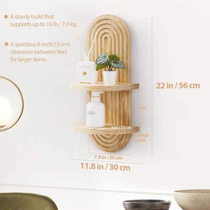 SweetSage Wooden Arched Wall Shelf - Image 3